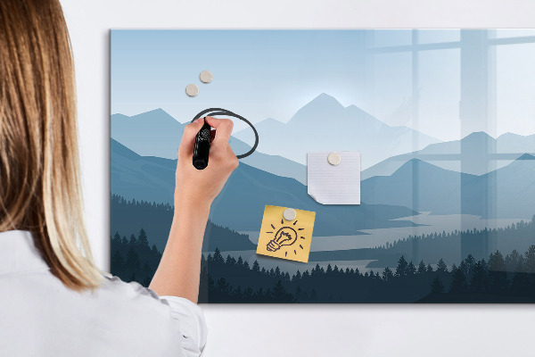 Pizarra magnética de pared con rotulador Un paisaje con un lugar para los recuerdos.