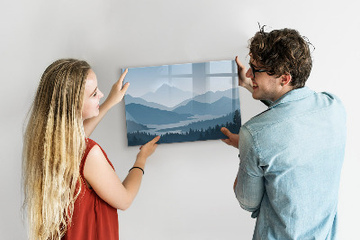 Pizarra magnética de pared con rotulador Un paisaje con un lugar para los recuerdos.