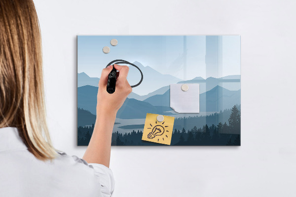 Pizarra magnética de pared con rotulador Un paisaje con un lugar para los recuerdos.