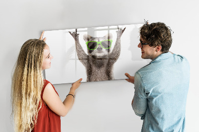 Pizarra magnética de pared con rotulador Mapache feliz con fotos