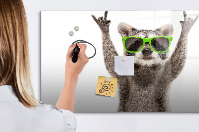 Pizarra magnética de pared con rotulador Mapache feliz con fotos