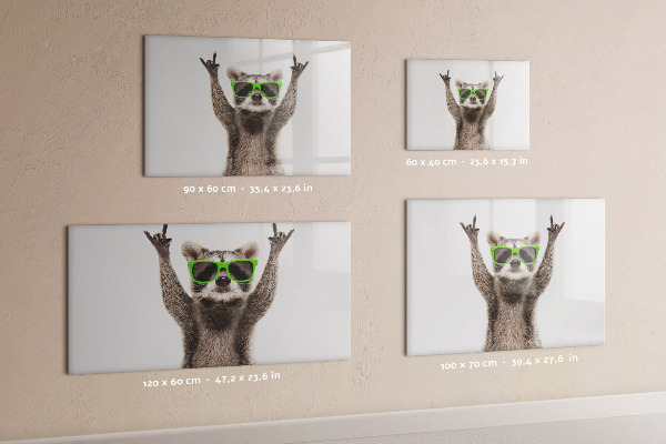 Pizarra magnética de pared con rotulador Mapache feliz con fotos