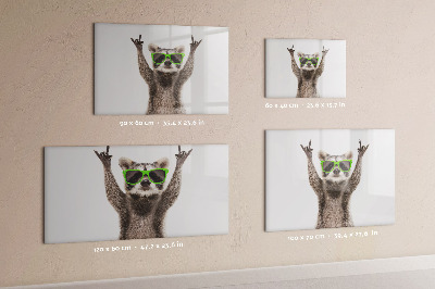 Pizarra magnética de pared con rotulador Mapache feliz con fotos