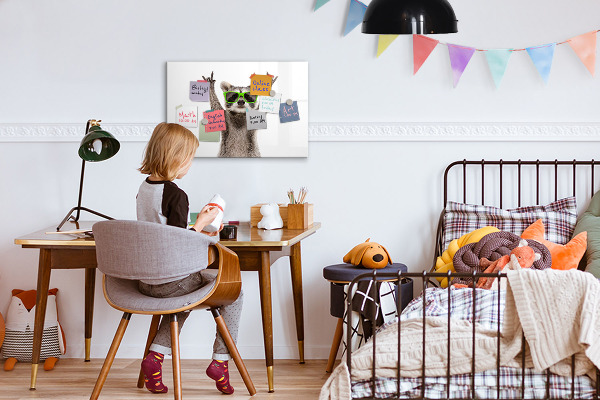 Pizarra magnética de pared con rotulador Mapache feliz con fotos