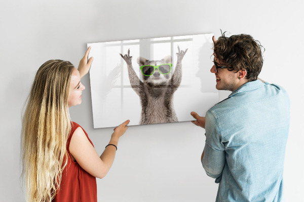 Pizarra magnética de pared con rotulador Mapache feliz con fotos