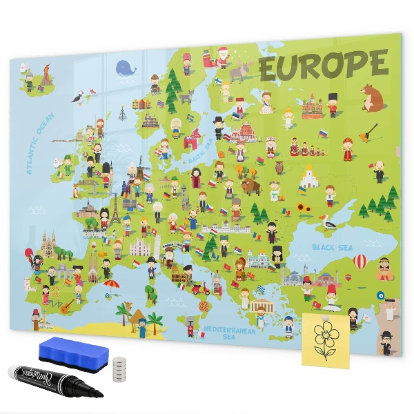 Pizarra magnética de pared con rotulador Mapa interactivo de Europa para marcar tus viajes.