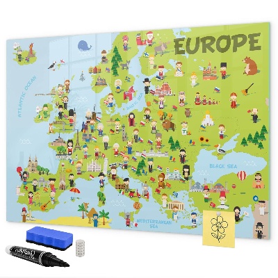 Pizarra magnética de pared con rotulador Mapa interactivo de Europa para marcar tus viajes.