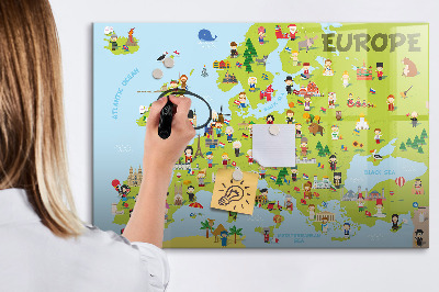 Pizarra magnética de pared con rotulador Mapa interactivo de Europa para marcar tus viajes.