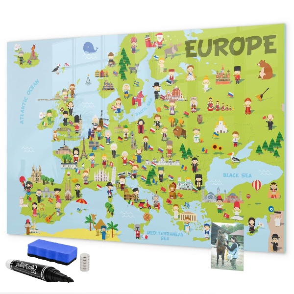 Pizarra magnética de pared con rotulador Mapa interactivo de Europa para marcar tus viajes.