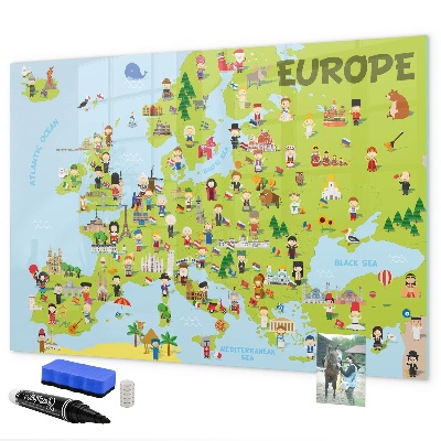 Pizarra magnética de pared con rotulador Mapa interactivo de Europa para marcar tus viajes.