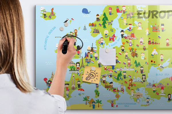 Pizarra magnética de pared con rotulador Mapa interactivo de Europa para marcar tus viajes.