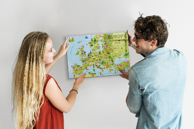 Pizarra magnética de pared con rotulador Mapa interactivo de Europa para marcar tus viajes.