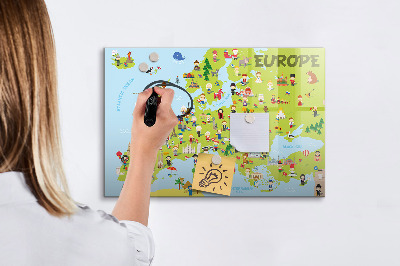 Pizarra magnética de pared con rotulador Mapa interactivo de Europa para marcar tus viajes.