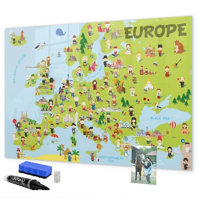 Pizarra magnética de pared con rotulador Mapa interactivo de Europa para marcar tus viajes.