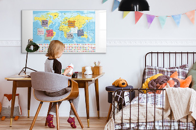 Pizarra borrable de cristal con imanes Un mapa del mundo para la personalización y los recuerdos.