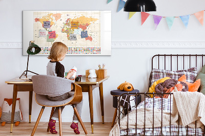 Pizarra magnética de pared con rotulador Mapa del mundo para personalizar fotos