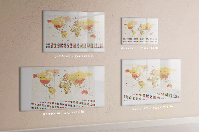 Pizarra magnética de pared con rotulador Mapa del mundo para personalizar fotos