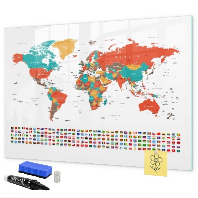 Pizarra magnética de pared con rotulador Mapa interactivo del mundo con fotos