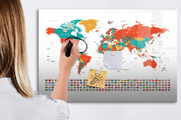Pizarra magnética de pared con rotulador Mapa interactivo del mundo con fotos