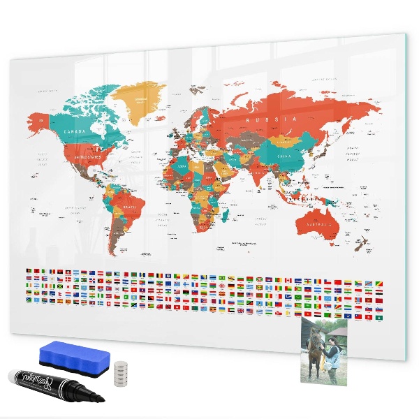Pizarra magnética de pared con rotulador Mapa interactivo del mundo con fotos
