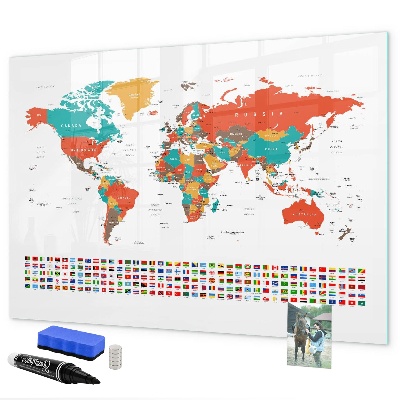 Pizarra magnética de pared con rotulador Mapa interactivo del mundo con fotos