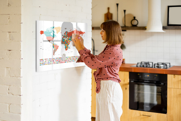 Pizarra magnética de pared con rotulador Mapa interactivo del mundo con fotos