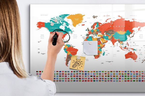Pizarra magnética de pared con rotulador Mapa interactivo del mundo con fotos