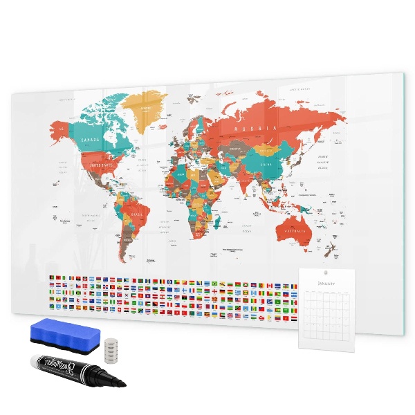 Pizarra magnética de pared con rotulador Mapa interactivo del mundo con fotos