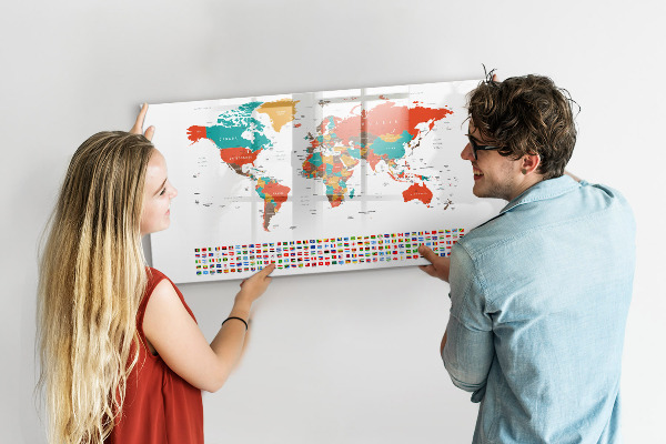 Pizarra magnética de pared con rotulador Mapa interactivo del mundo con fotos