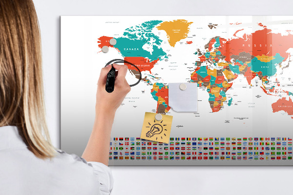 Pizarra magnética de pared con rotulador Mapa interactivo del mundo con fotos