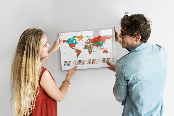 Pizarra magnética de pared con rotulador Mapa interactivo del mundo con fotos