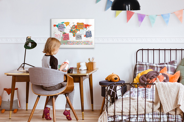 Pizarra magnética de pared con rotulador Mapa interactivo del mundo con fotos