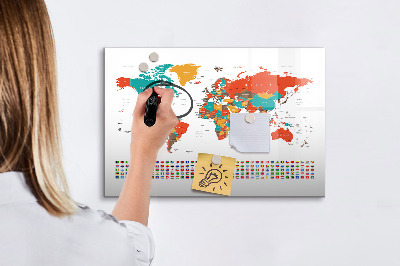 Pizarra magnética de pared con rotulador Mapa interactivo del mundo con fotos