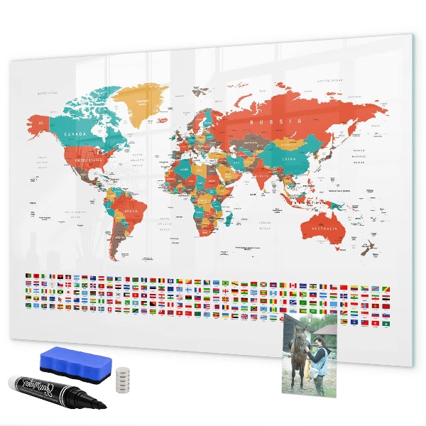 Pizarra magnética de pared con rotulador Mapa interactivo del mundo con fotos