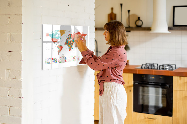 Pizarra magnética de pared con rotulador Mapa interactivo del mundo con fotos