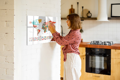Pizarra magnética de pared con rotulador Mapa interactivo del mundo con fotos