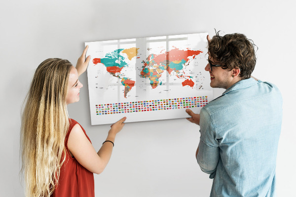 Pizarra magnética de pared con rotulador Mapa interactivo del mundo con fotos