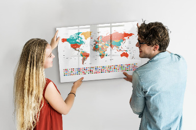 Pizarra magnética de pared con rotulador Mapa interactivo del mundo con fotos