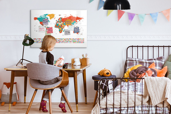 Pizarra magnética de pared con rotulador Mapa interactivo del mundo con fotos