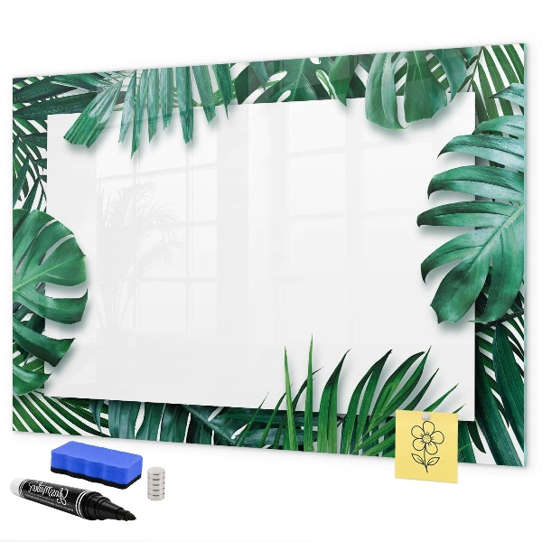 Pizarra borrable de cristal con imanes Tablero verde para fotos y notas.