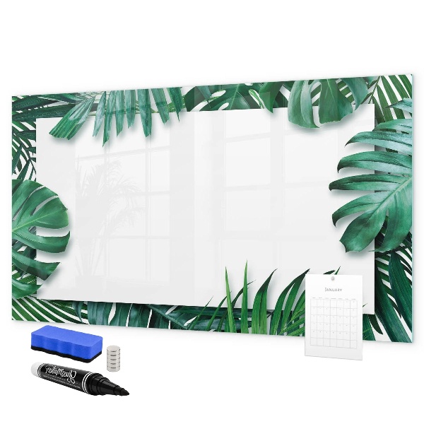 Pizarra borrable de cristal con imanes Tablero verde para fotos y notas.