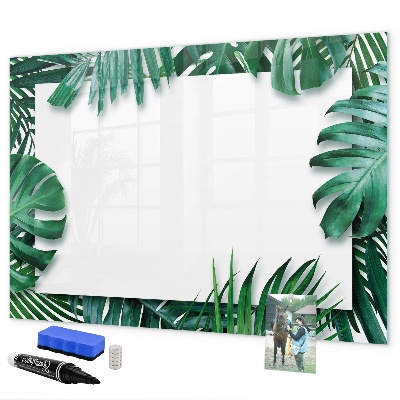 Pizarra borrable de cristal con imanes Tablero verde para fotos y notas.