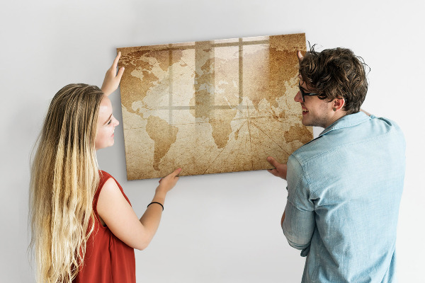 Pizarra borrable de cristal con imanes Mapa de recuerdos con accesorios adicionales