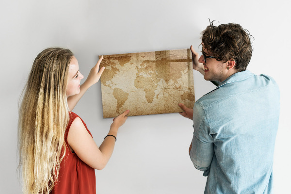 Pizarra borrable de cristal con imanes Mapa de recuerdos con accesorios adicionales