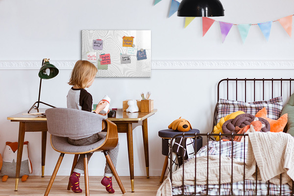 Pizarra magnética de pared con rotulador Tablero moderno para fotos y notas.