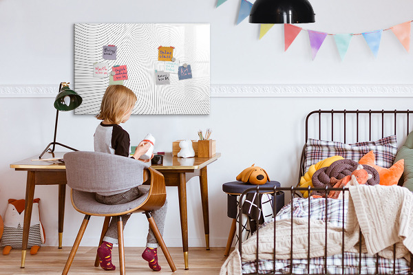 Pizarra magnética de pared con rotulador Tablero moderno para fotos y notas.