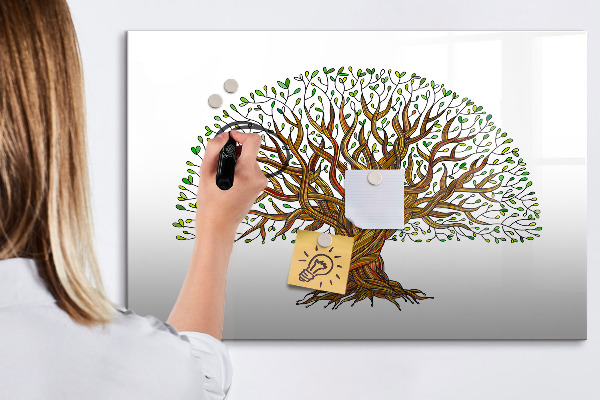 Pizarra borrable de cristal con imanes Árbol de los recuerdos con imanes y rotulador