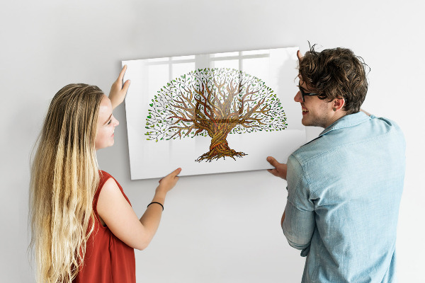 Pizarra borrable de cristal con imanes Árbol de los recuerdos con imanes y rotulador