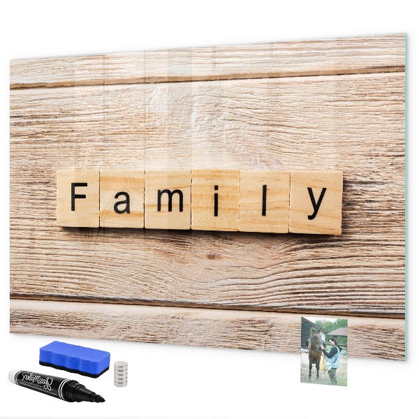Pizarra borrable de cristal con imanes Un conjunto para presentar fotos en la pared.