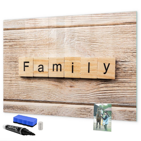 Pizarra borrable de cristal con imanes Un conjunto para presentar fotos en la pared.